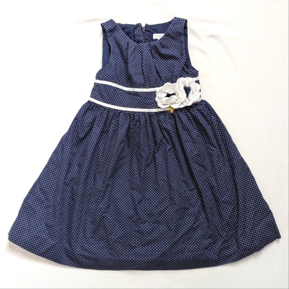 Navy Blue Polka Dot 2T Toddler Dress Sleeveless Birthday Wedding Charter Club - Picture 1 of 7